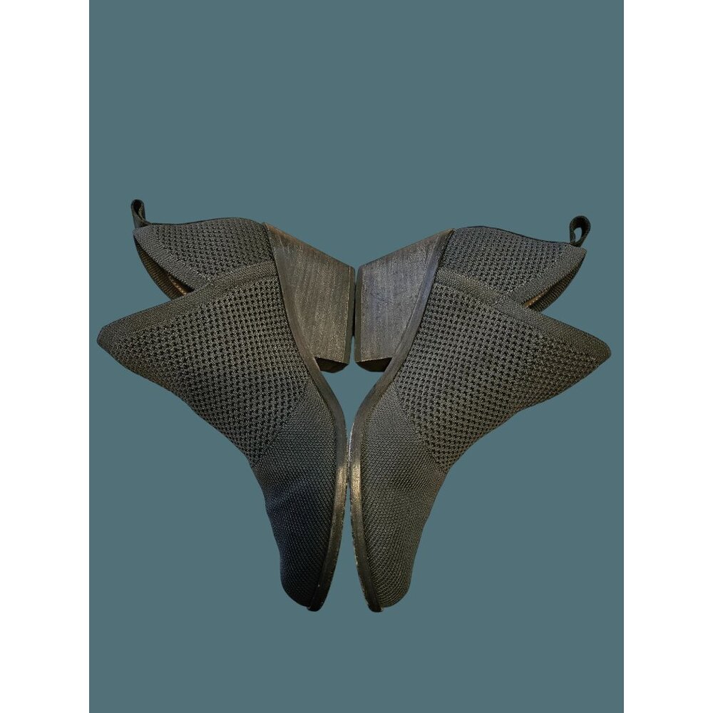 Eileen Fisher Graphite Stretch Knit Stack Heel Bootie Women Size 8.5 Minimalist - Picture 3 of 14